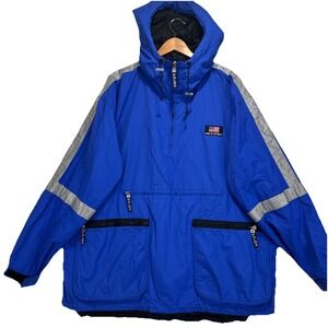 VTG 90's  POLO SPORT Anorak  Deadstock Windbreaker Jacket sz L‎ Blue Reflectors